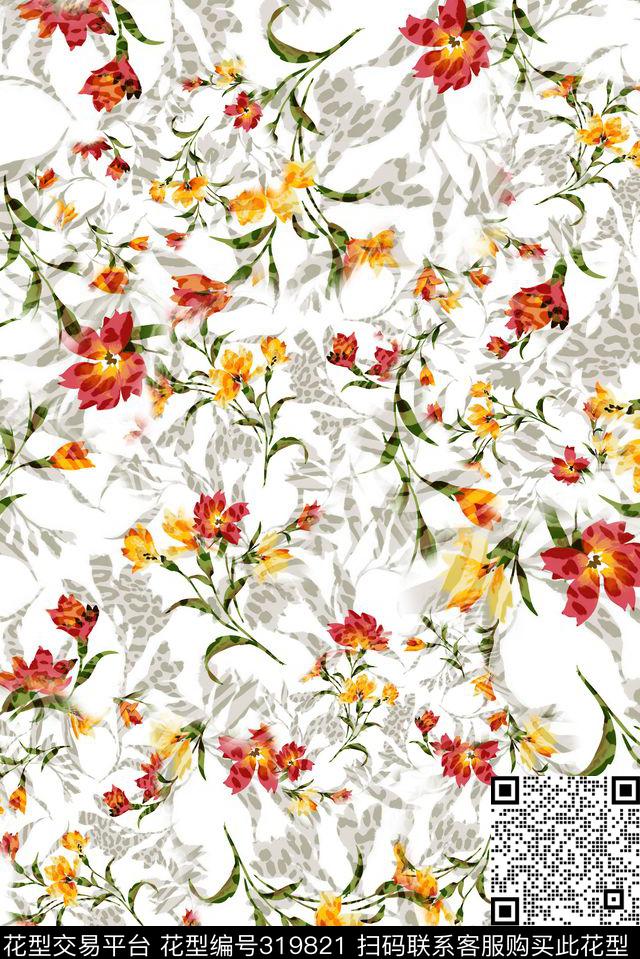 数码★花卉图案数码印花华亿平台下载（图片编号: 319821） - 瓦栏（Walan）