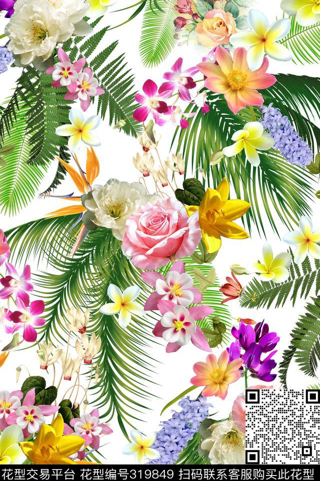花卉数码印花华亿平台下载（图片编号: 319849） - 瓦栏（Walan）