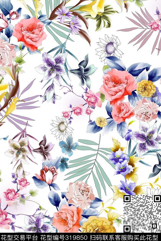 花卉数码印花华亿平台下载（图片编号: 319850） - 瓦栏（Walan）