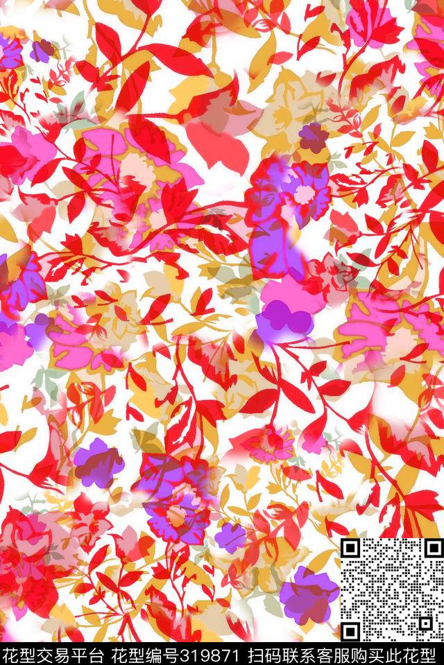 数码★花卉图案数码印花华亿平台下载（图片编号: 319871） - 瓦栏（Walan）