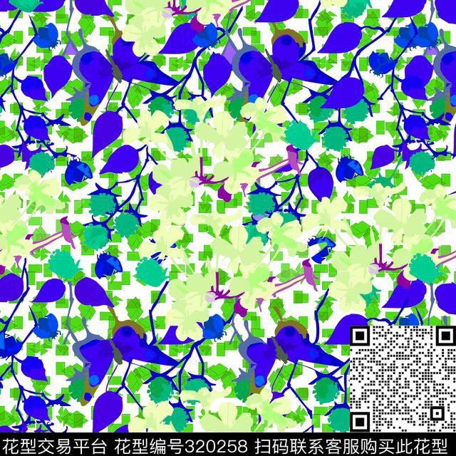 写意迷彩风花卉叶子传统印花华亿平台下载（图片编号: 320258） - 瓦栏（Walan）