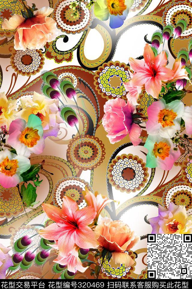 花卉数码印花华亿平台下载（图片编号: 320469） - 瓦栏（Walan）