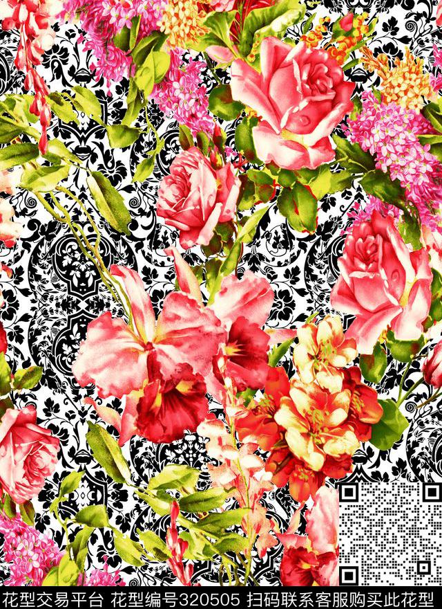 花卉数码印花华亿平台下载（图片编号: 320505） - 瓦栏（Walan）