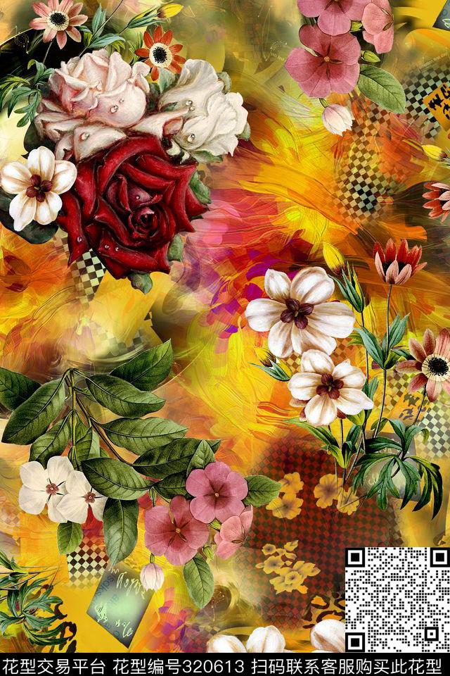 花卉数码印花华亿平台下载（图片编号: 320613） - 瓦栏（Walan）