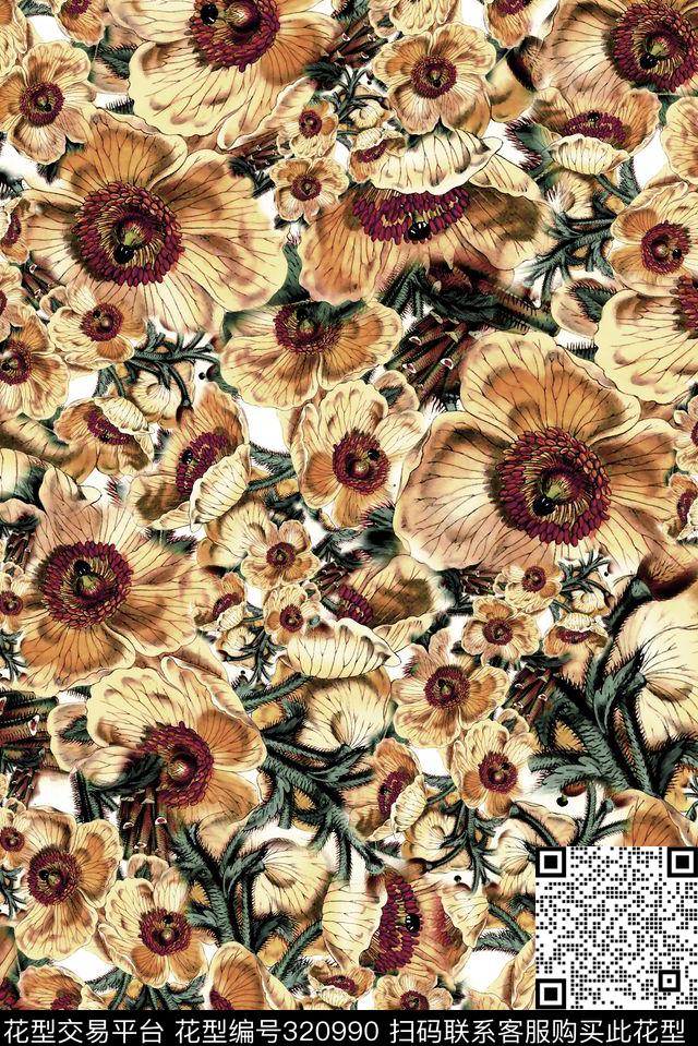 花卉数码印花华亿平台下载（图片编号: 320990） - 瓦栏（Walan）
