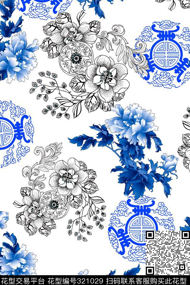 花卉数码印花华亿平台下载（图片编号: 321029） - 瓦栏（Walan）