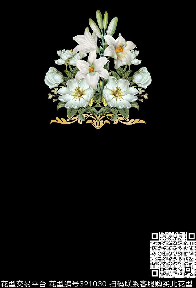花卉定位奢华数码印花华亿平台下载（图片编号: 321030） - 瓦栏（Walan）
