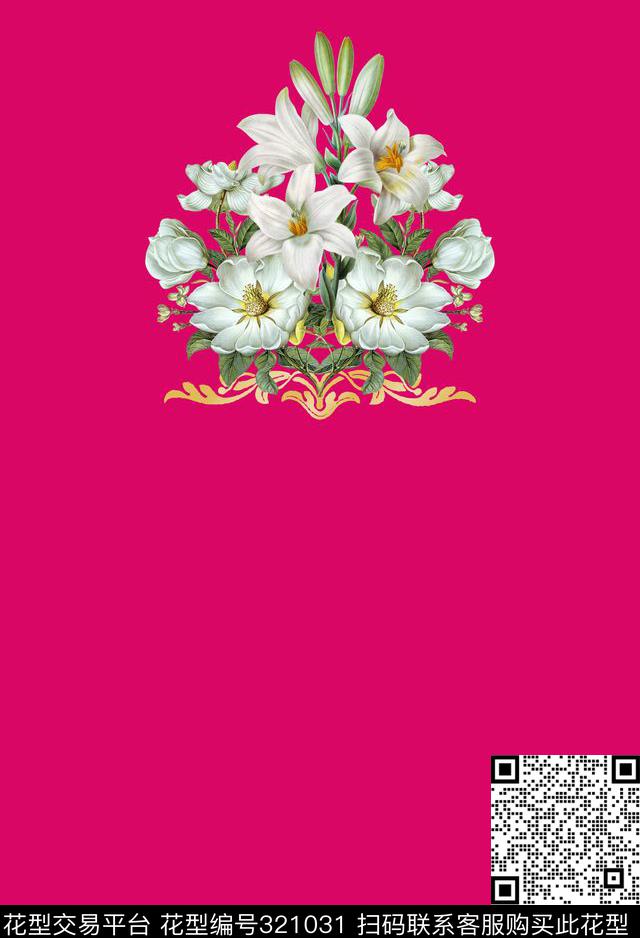 花卉定位奢华数码印花华亿平台下载（图片编号: 321031） - 瓦栏（Walan）