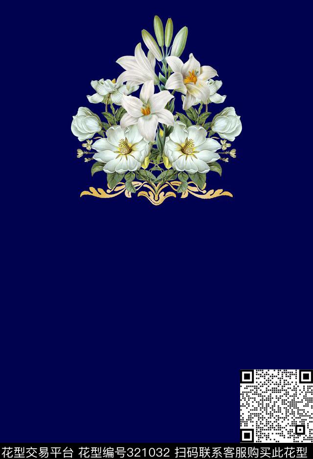 花卉定位奢华数码印花华亿平台下载（图片编号: 321032） - 瓦栏（Walan）