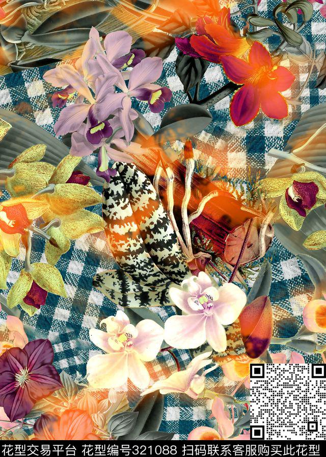 花卉数码印花华亿平台下载（图片编号: 321088） - 瓦栏（Walan）