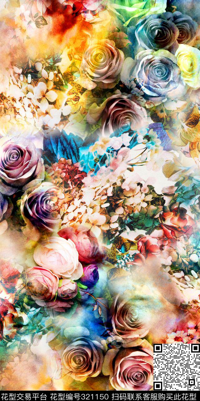 花卉数码印花华亿平台下载（图片编号: 321150） - 瓦栏（Walan）