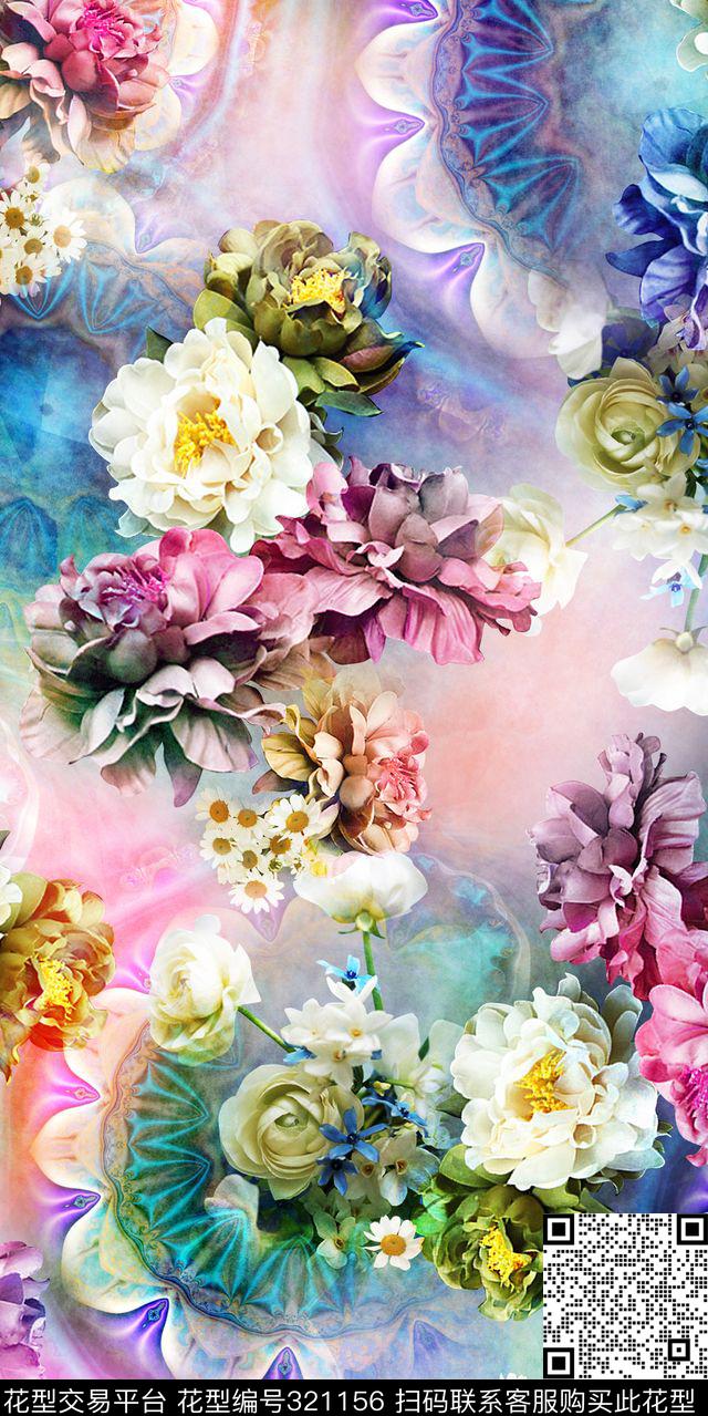 花卉数码印花华亿平台下载（图片编号: 321156） - 瓦栏（Walan）