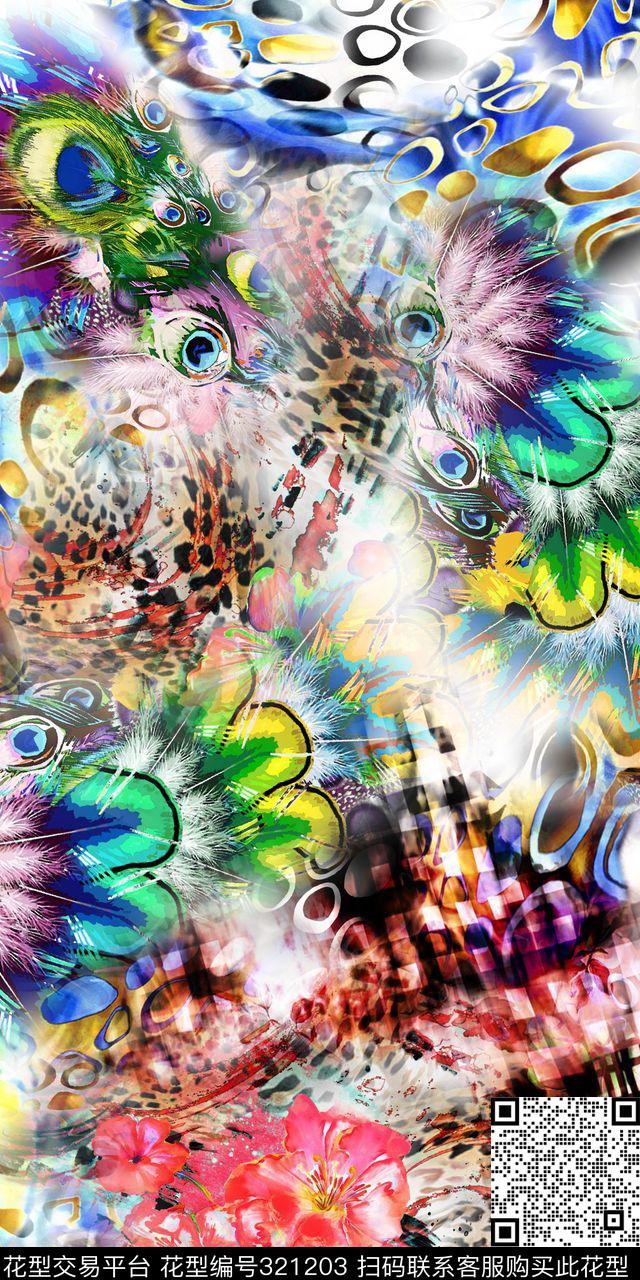 抽象简洁数码印花华亿平台下载（图片编号: 321203） - 瓦栏（Walan）