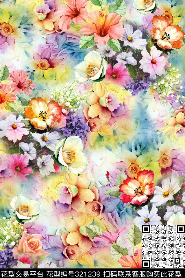 花卉数码印花华亿平台下载（图片编号: 321239） - 瓦栏（Walan）