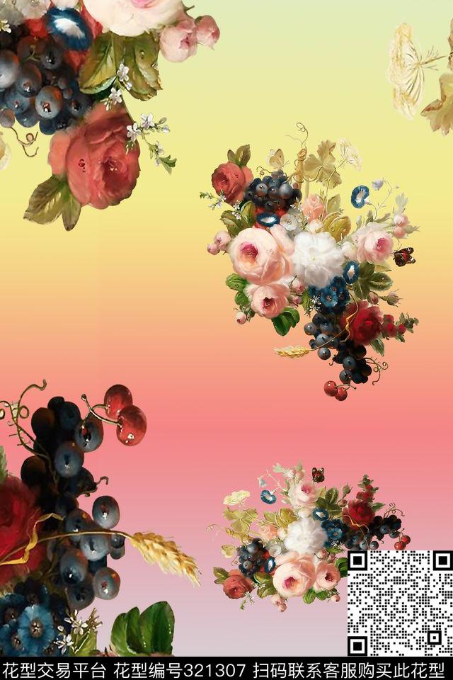花卉油画女装数码印花华亿平台下载（图片编号: 321307） - 瓦栏（Walan）