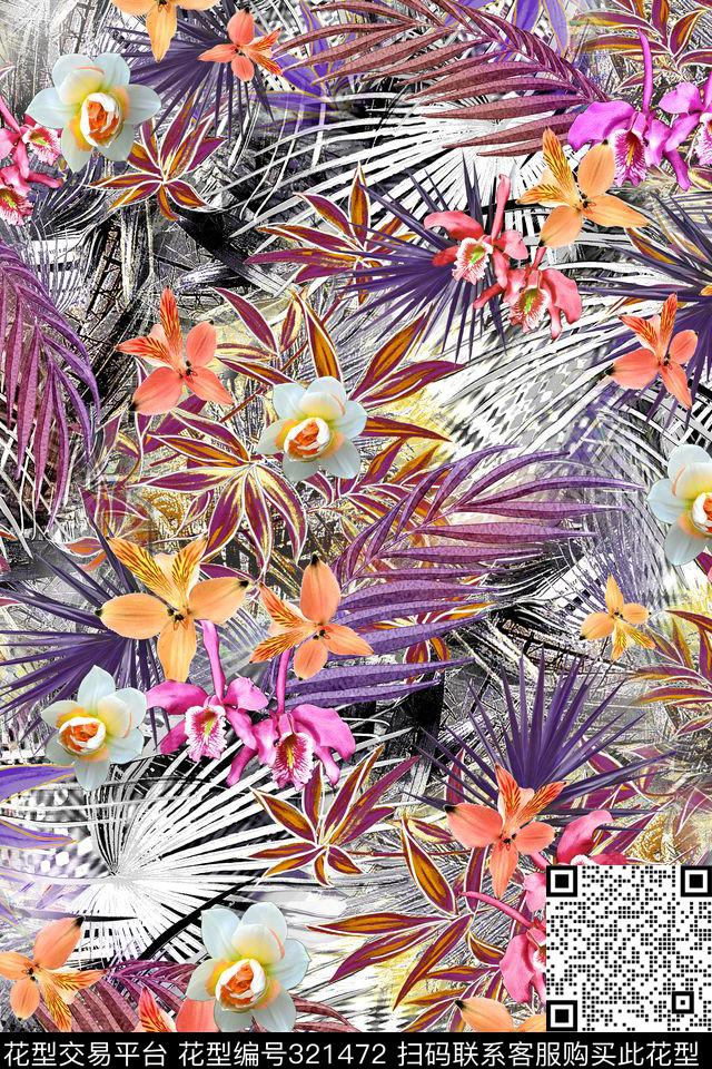 花卉数码印花华亿平台下载（图片编号: 321472） - 瓦栏（Walan）