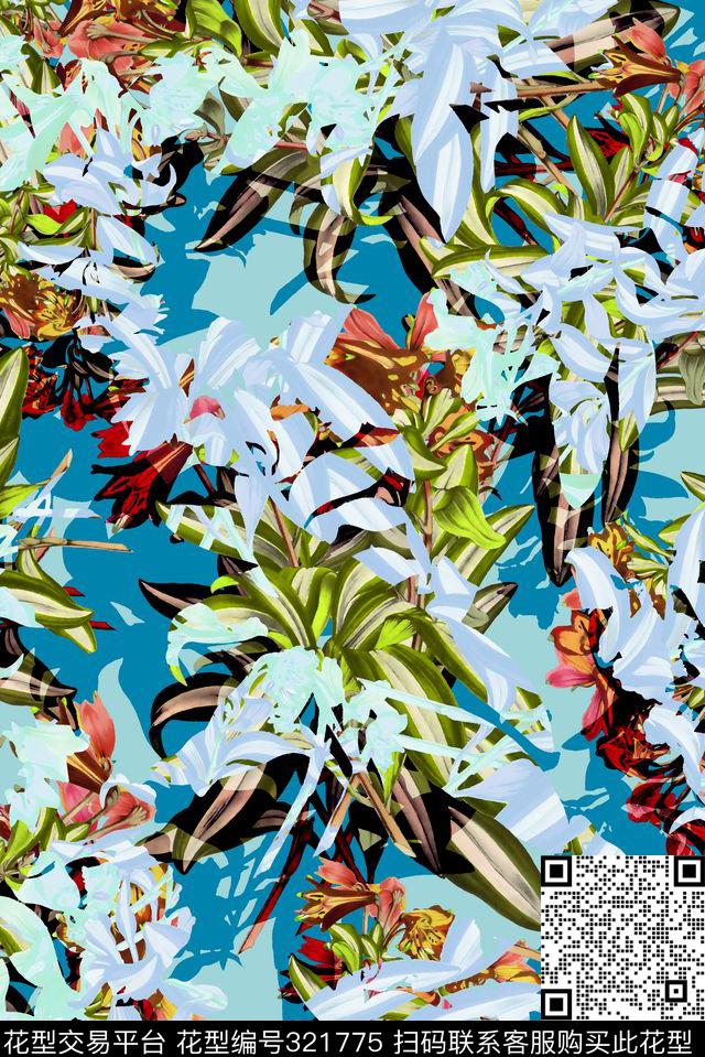花卉数码印花华亿平台下载（图片编号: 321775） - 瓦栏（Walan）