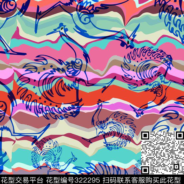 动物纹样男装华亿平台色块传统印花华亿平台下载（图片编号: 322295） - 瓦栏（Walan）