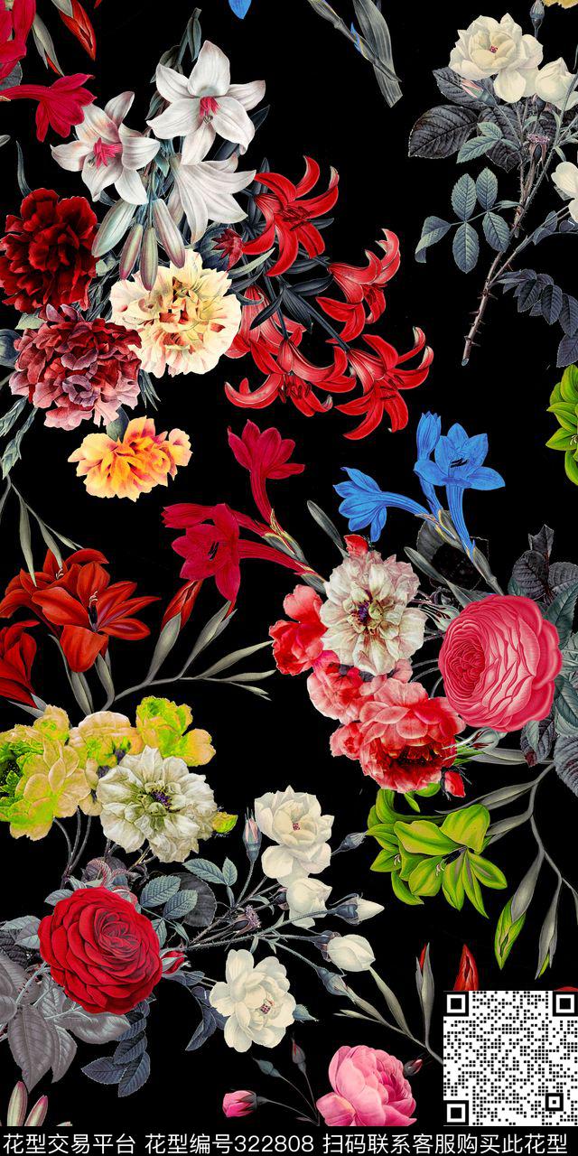 花卉田园花卉植物数码印花华亿平台下载（图片编号: 322808） - 瓦栏（Walan）