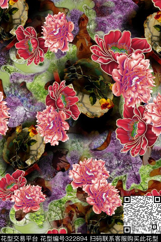 花卉数码印花华亿平台下载（图片编号: 322894） - 瓦栏（Walan）