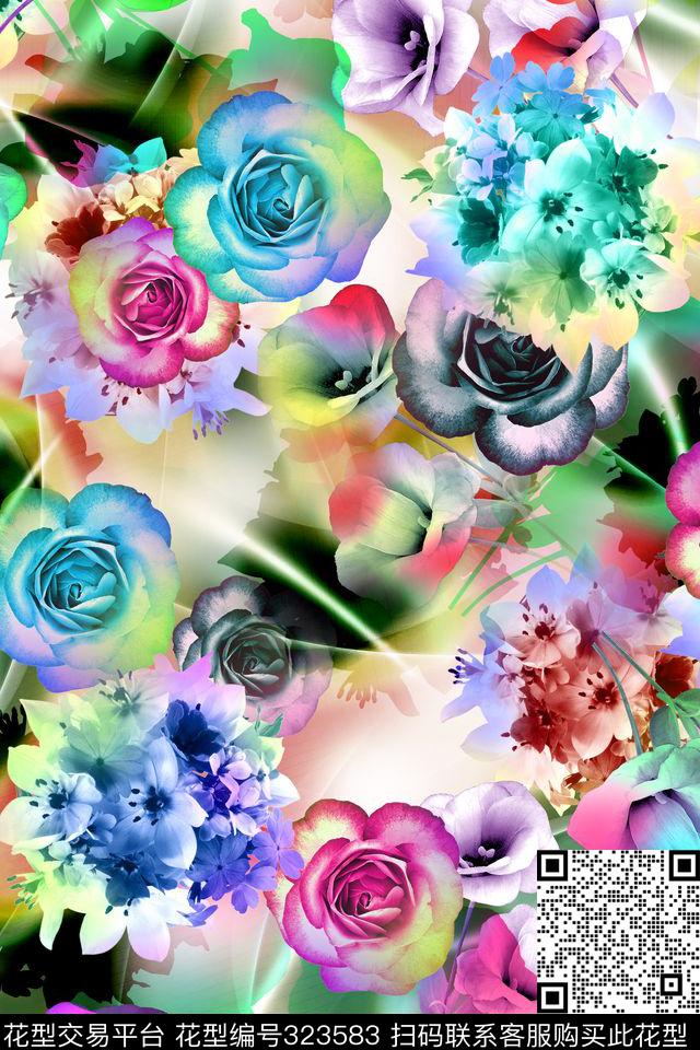 花卉数码印花华亿平台下载（图片编号: 323583） - 瓦栏（Walan）