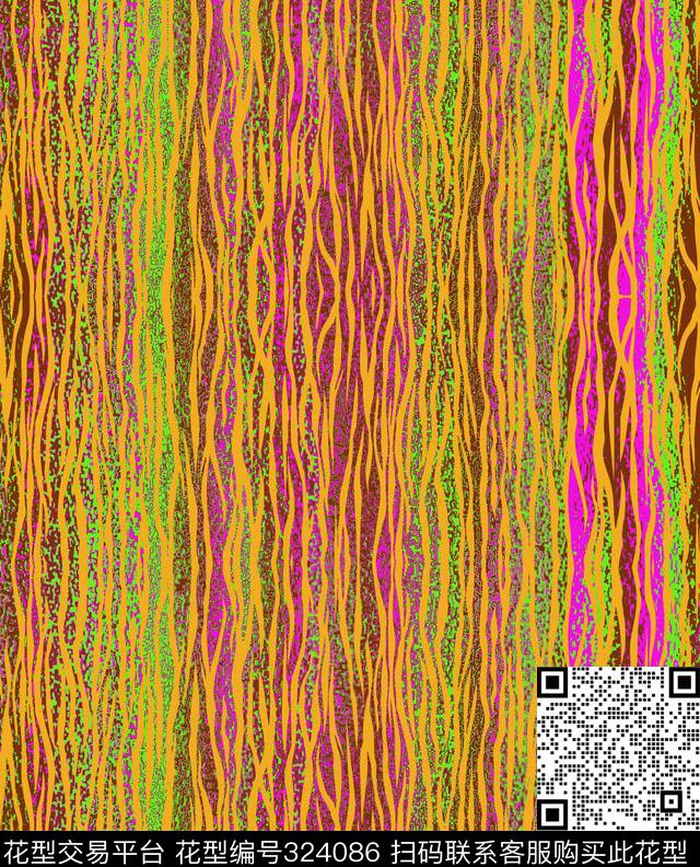 条纹写意抽象机理传统印花华亿平台下载（图片编号: 324086） - 瓦栏（Walan）