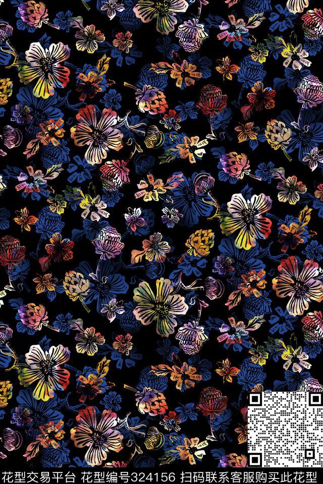 花卉数码印花华亿平台下载（图片编号: 324156） - 瓦栏（Walan）