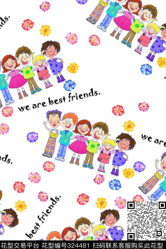 卡通形象插画儿童卡通婴童传统印花华亿平台下载（图片编号: 324481） - 瓦栏（Walan）