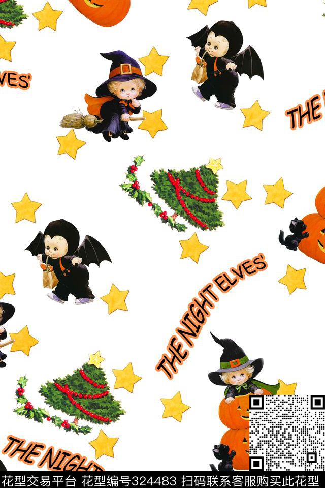 婴童小巫师英文字母传统印花华亿平台下载（图片编号: 324483） - 瓦栏（Walan）