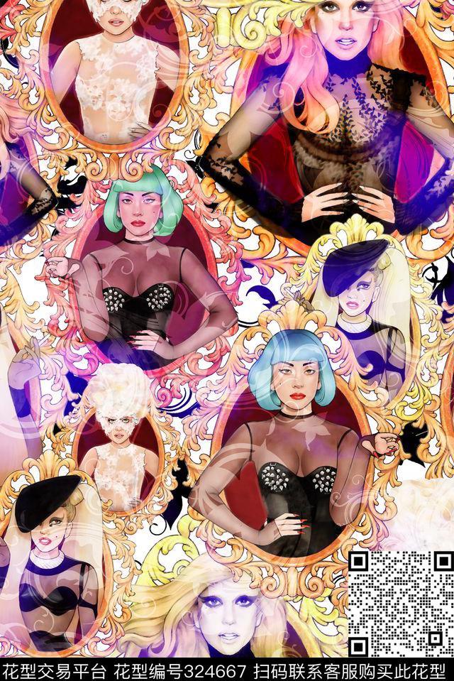 插画欧式花纹数码印花华亿平台下载（图片编号: 324667） - 瓦栏（Walan）