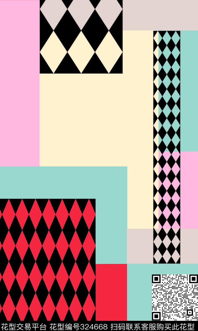 几何图案传统印花华亿平台下载（图片编号: 324668） - 瓦栏（Walan）