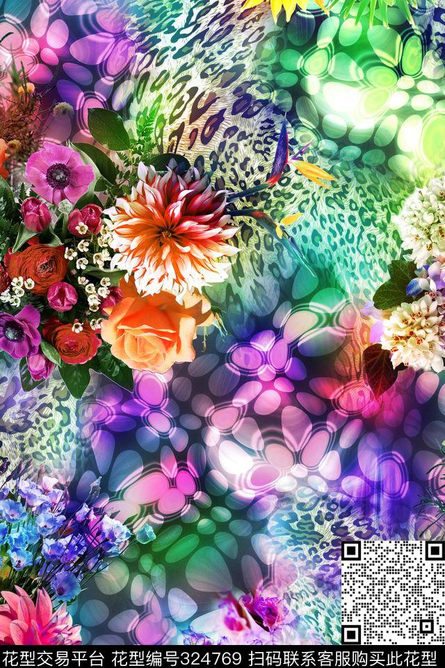 花卉动物纹数码印花华亿平台下载（图片编号: 324769） - 瓦栏（Walan）