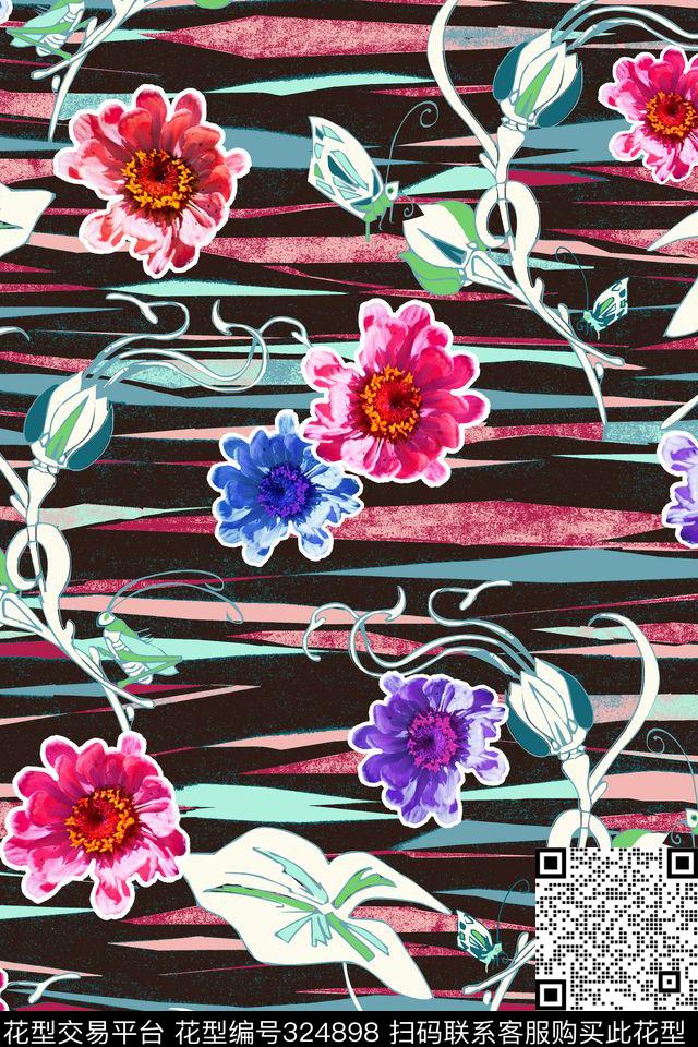 花卉数码印花华亿平台下载（图片编号: 324898） - 瓦栏（Walan）