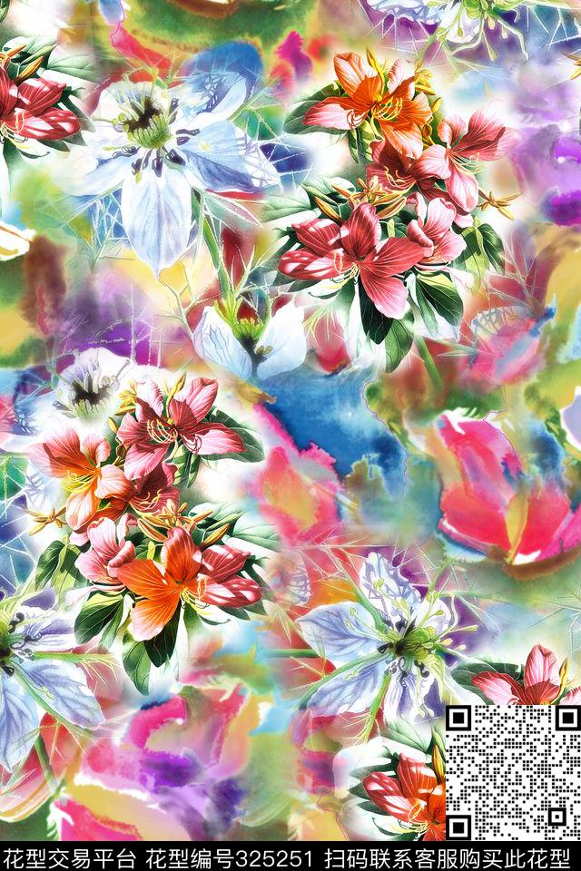 花卉数码印花华亿平台下载（图片编号: 325251） - 瓦栏（Walan）