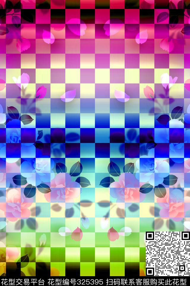 花卉几何数码印花华亿平台下载（图片编号: 325395） - 瓦栏（Walan）