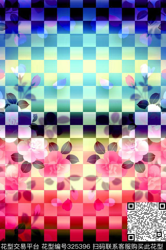 花卉几何数码印花华亿平台下载（图片编号: 325396） - 瓦栏（Walan）