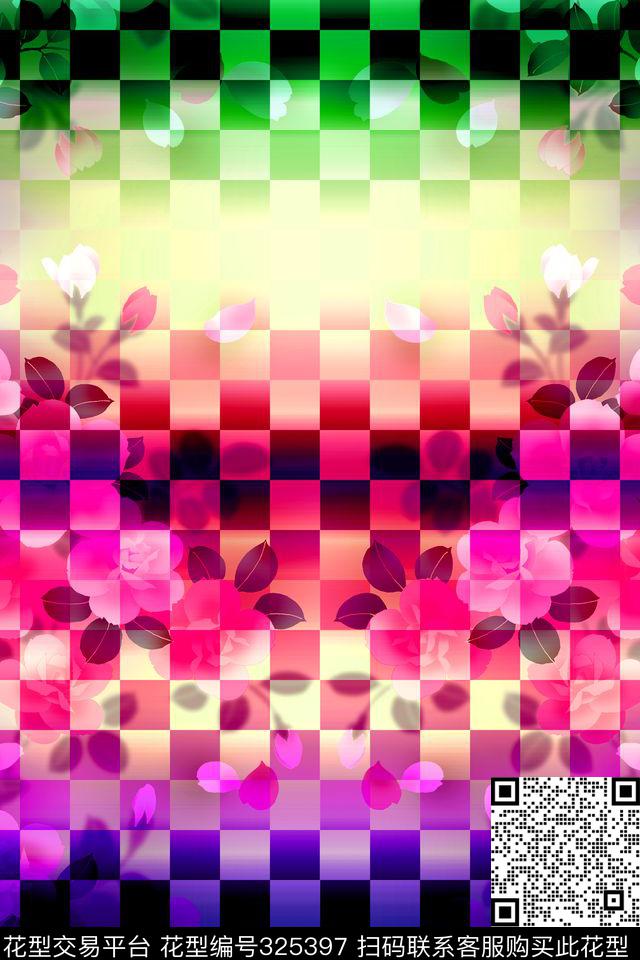 花卉几何数码印花华亿平台下载（图片编号: 325397） - 瓦栏（Walan）