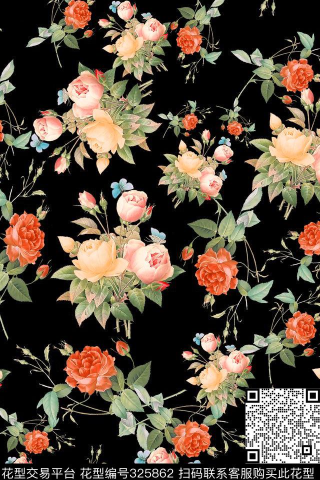 花卉女装泳装数码印花华亿平台下载（图片编号: 325862） - 瓦栏（Walan）