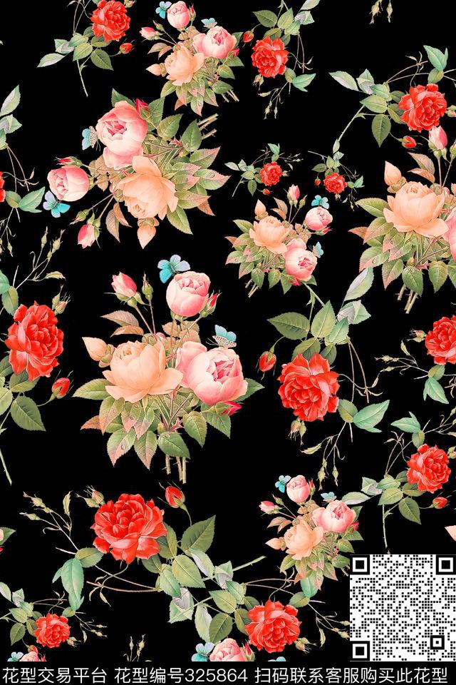 花卉女装泳装数码印花华亿平台下载（图片编号: 325864） - 瓦栏（Walan）