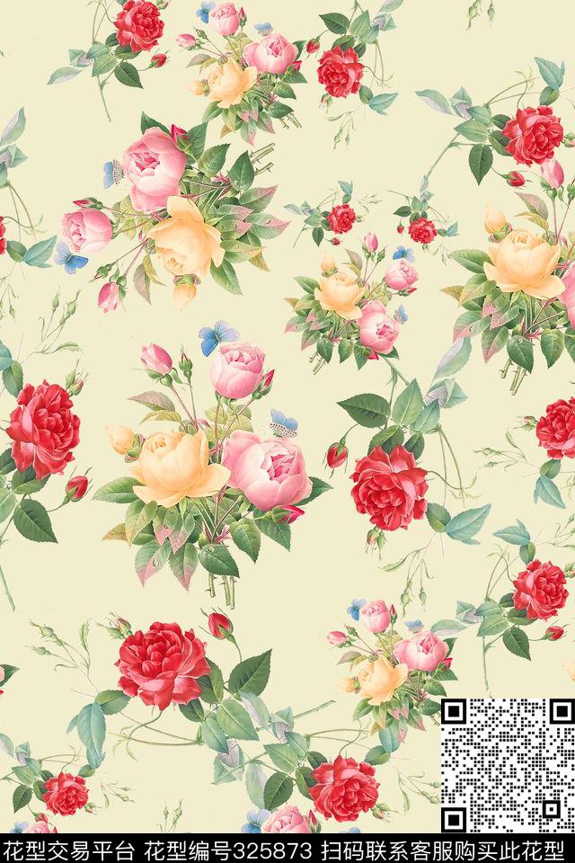 花卉女装泳装数码印花华亿平台下载（图片编号: 325873） - 瓦栏（Walan）