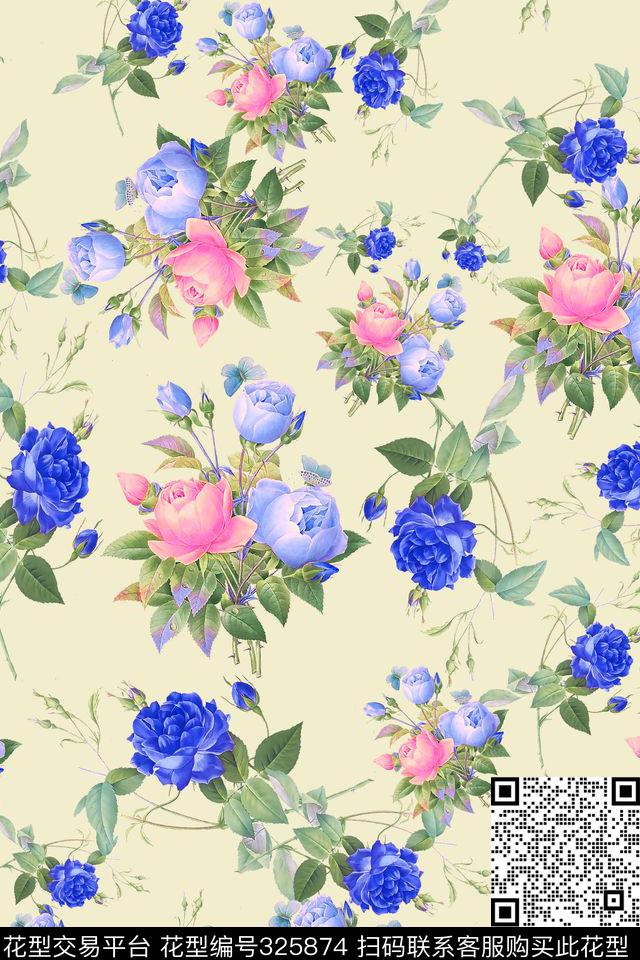 花卉女装泳装数码印花华亿平台下载（图片编号: 325874） - 瓦栏（Walan）