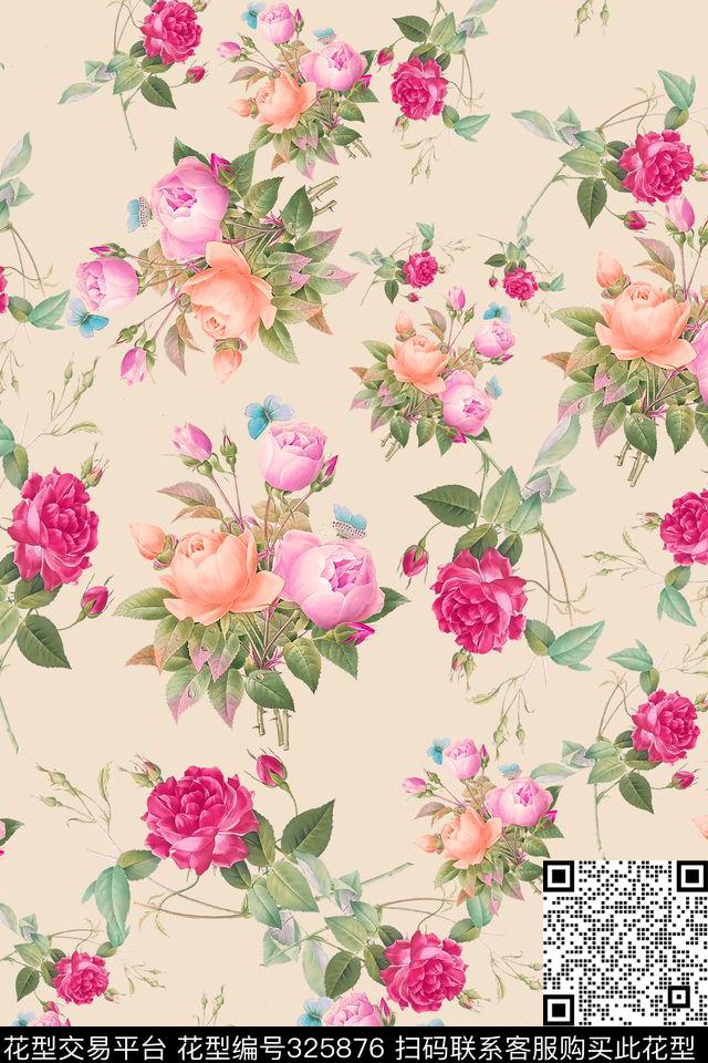 花卉女装泳装数码印花华亿平台下载（图片编号: 325876） - 瓦栏（Walan）