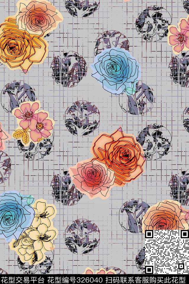 花卉数码印花华亿平台下载（图片编号: 326040） - 瓦栏（Walan）