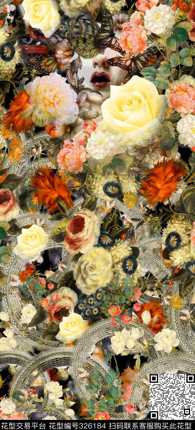 花卉油画女装数码印花华亿平台下载（图片编号: 326184） - 瓦栏（Walan）