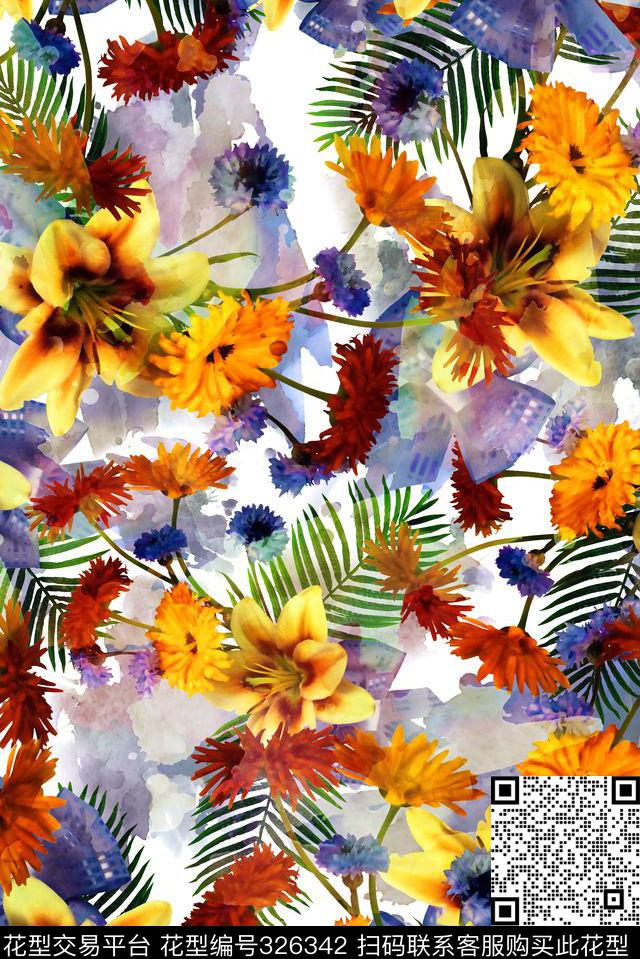 花卉数码印花华亿平台下载（图片编号: 326342） - 瓦栏（Walan）