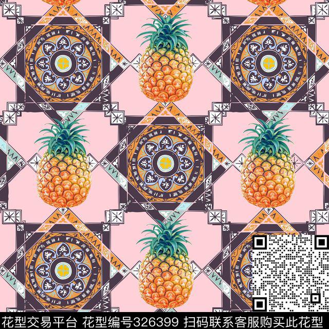 女装独幅定位抽象几何数码印花华亿平台下载（图片编号: 326399） - 瓦栏（Walan）