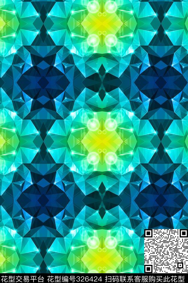 解构色块几何数码印花华亿平台下载（图片编号: 326424） - 瓦栏（Walan）