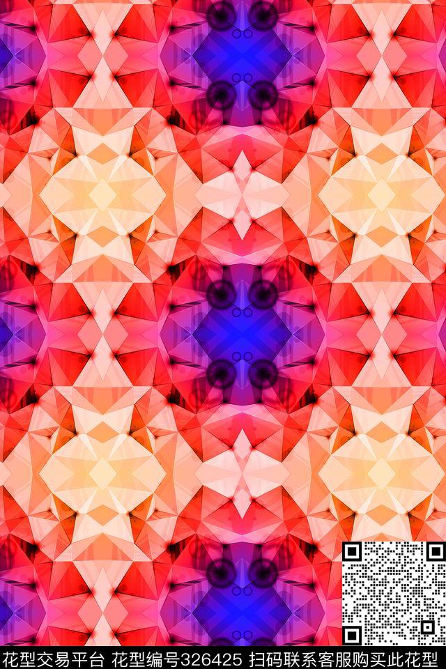 解构色块几何数码印花华亿平台下载（图片编号: 326425） - 瓦栏（Walan）