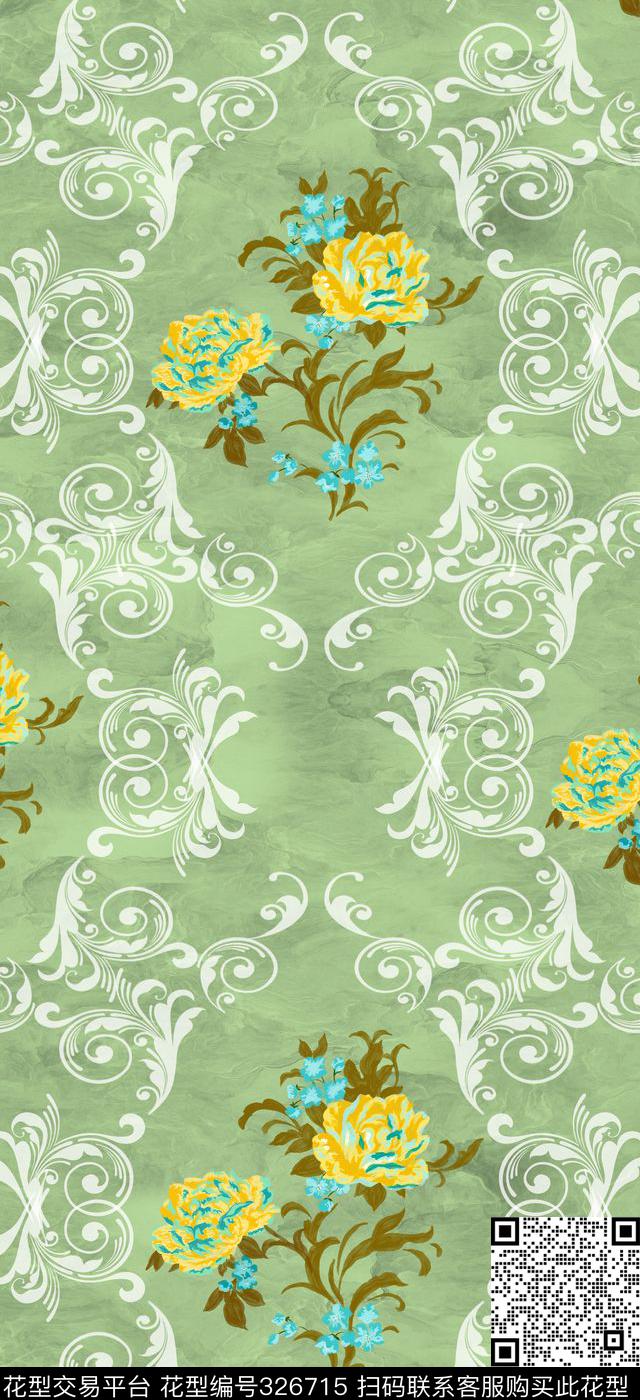 田园风奥地利古典花卉手绘传统印花华亿平台下载（图片编号: 326715） - 瓦栏（Walan）