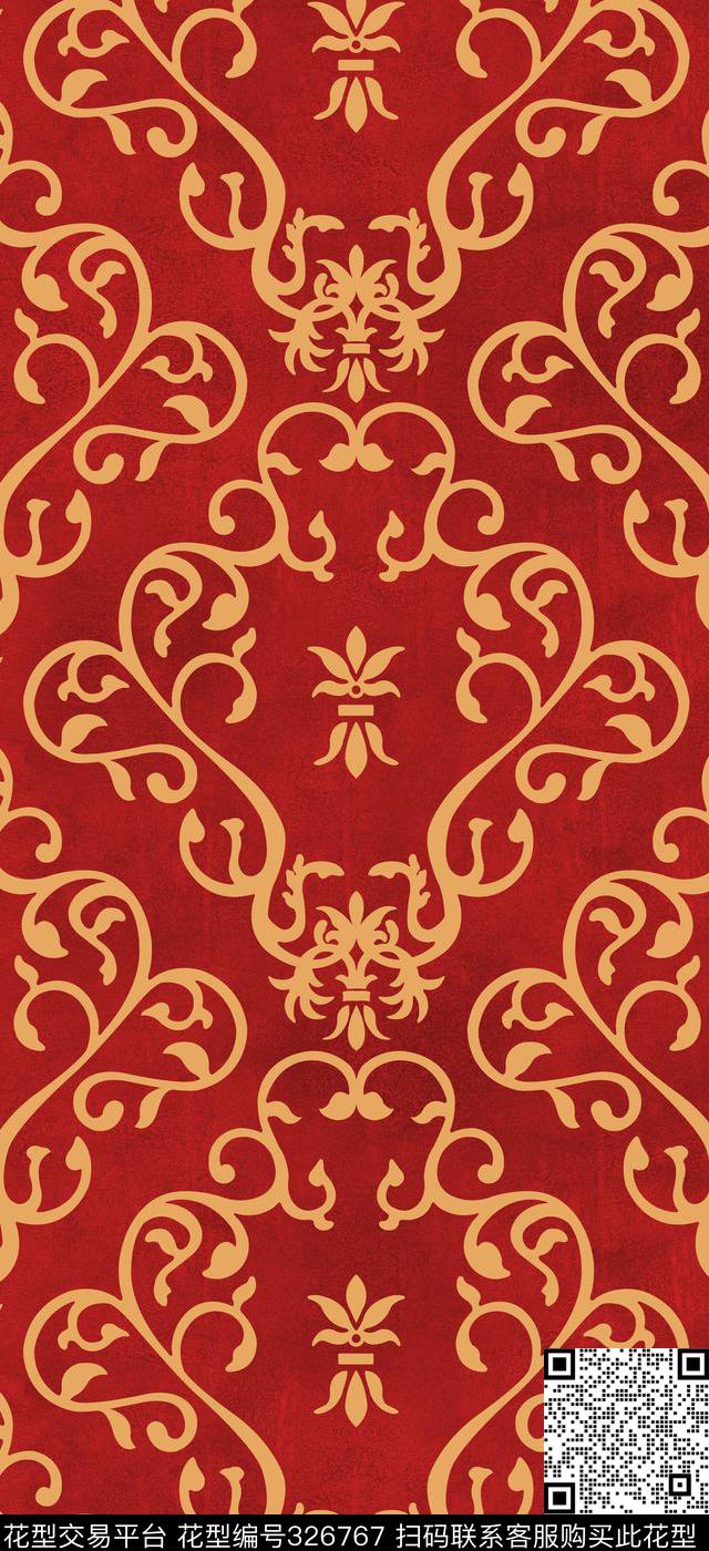 巴洛克大马士革欧式宫廷风传统印花华亿平台下载（图片编号: 326767） - 瓦栏（Walan）